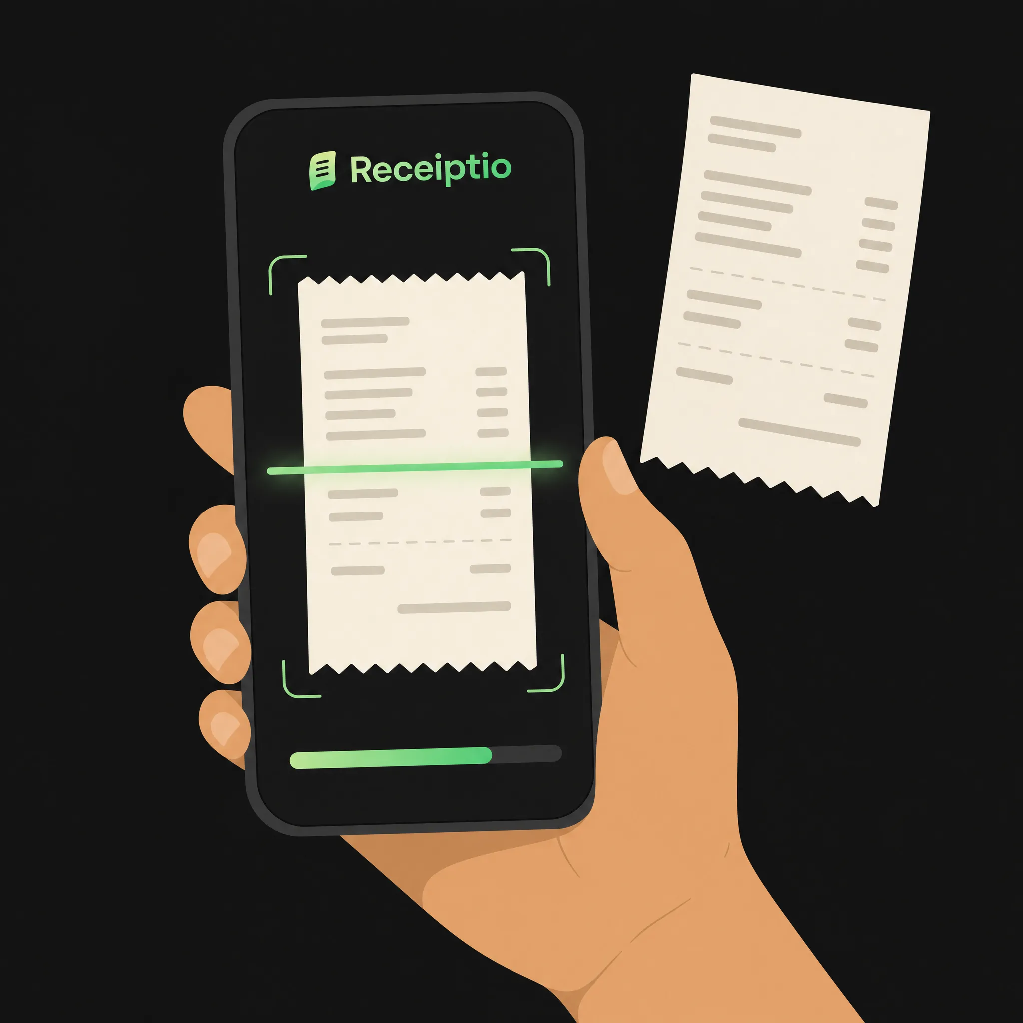 With Receiptio: scanning a receipt with your phone
